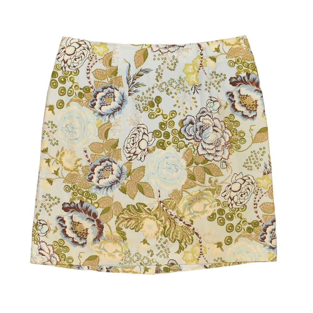 TALBOTS $89 Floral Print A-Line Skirt Knee Length Stretch Cotton‎ 14WP